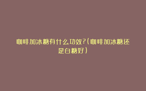 咖啡加冰糖有什么功效?(咖啡加冰糖还是白糖好)