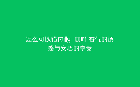 怎么可以错过illy 咖啡:香气的诱惑与安心的享受