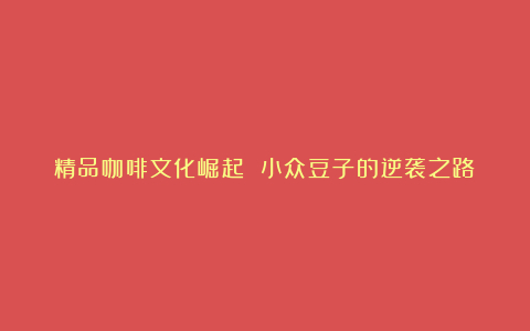 精品咖啡文化崛起 小众豆子的逆袭之路