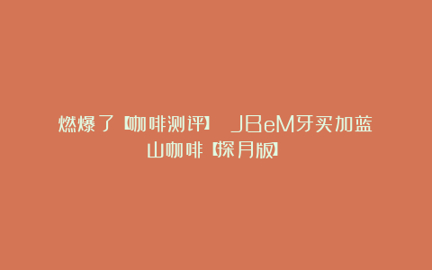 燃爆了【咖啡测评】 JBeM牙买加蓝山咖啡【探月版】