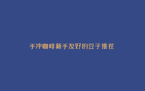 手冲咖啡新手友好的豆子推荐