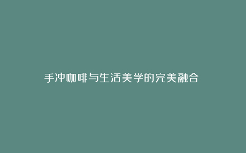 手冲咖啡与生活美学的完美融合