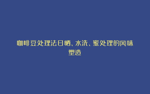 咖啡豆处理法日晒、水洗、蜜处理的风味塑造
